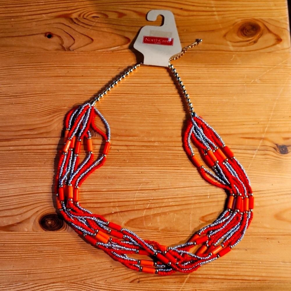 Multi strand necklace pink & silver